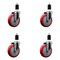 Service Caster 5'' Red Poly Wheel Swivel 1-1/2'' Expanding Stem Caster Set, 4PK SCC-EX20S514-PPUB-RED-112-4 - alternate 1